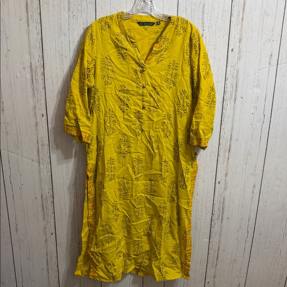 Avaasa Bandhani Printed Kurta Gold Tribal Tunic XL